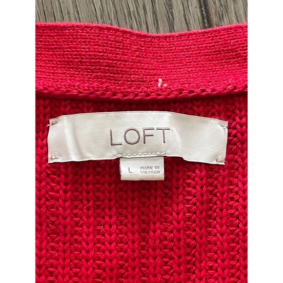 EUC Loft Red Knit Sweater Womens  With Side Ties - Picture 4 of 7